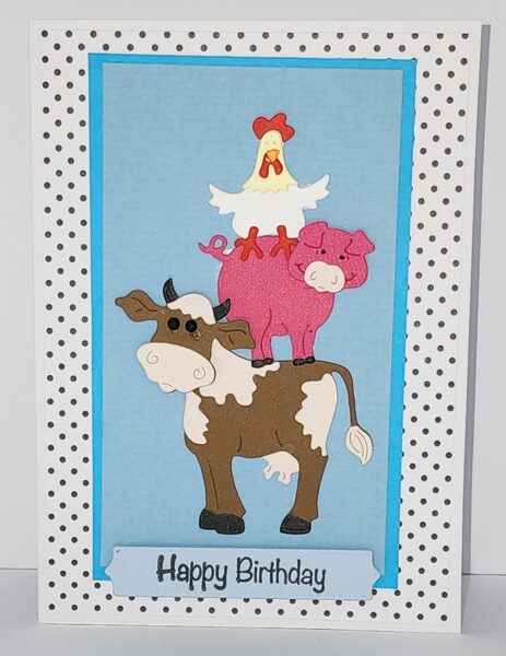 Cow, Pig Chook Birthday card